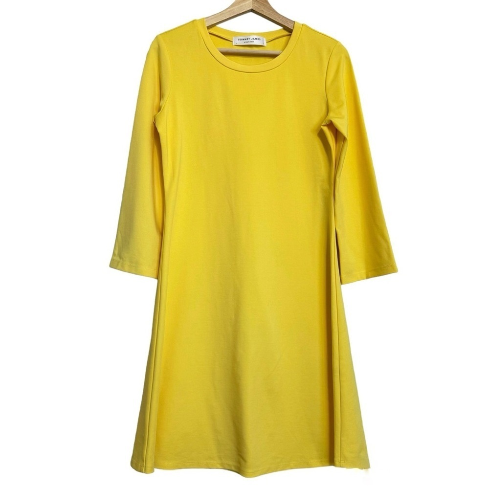 Sonnet James A Play Dress Yellow 3/4 Sleeves Size S